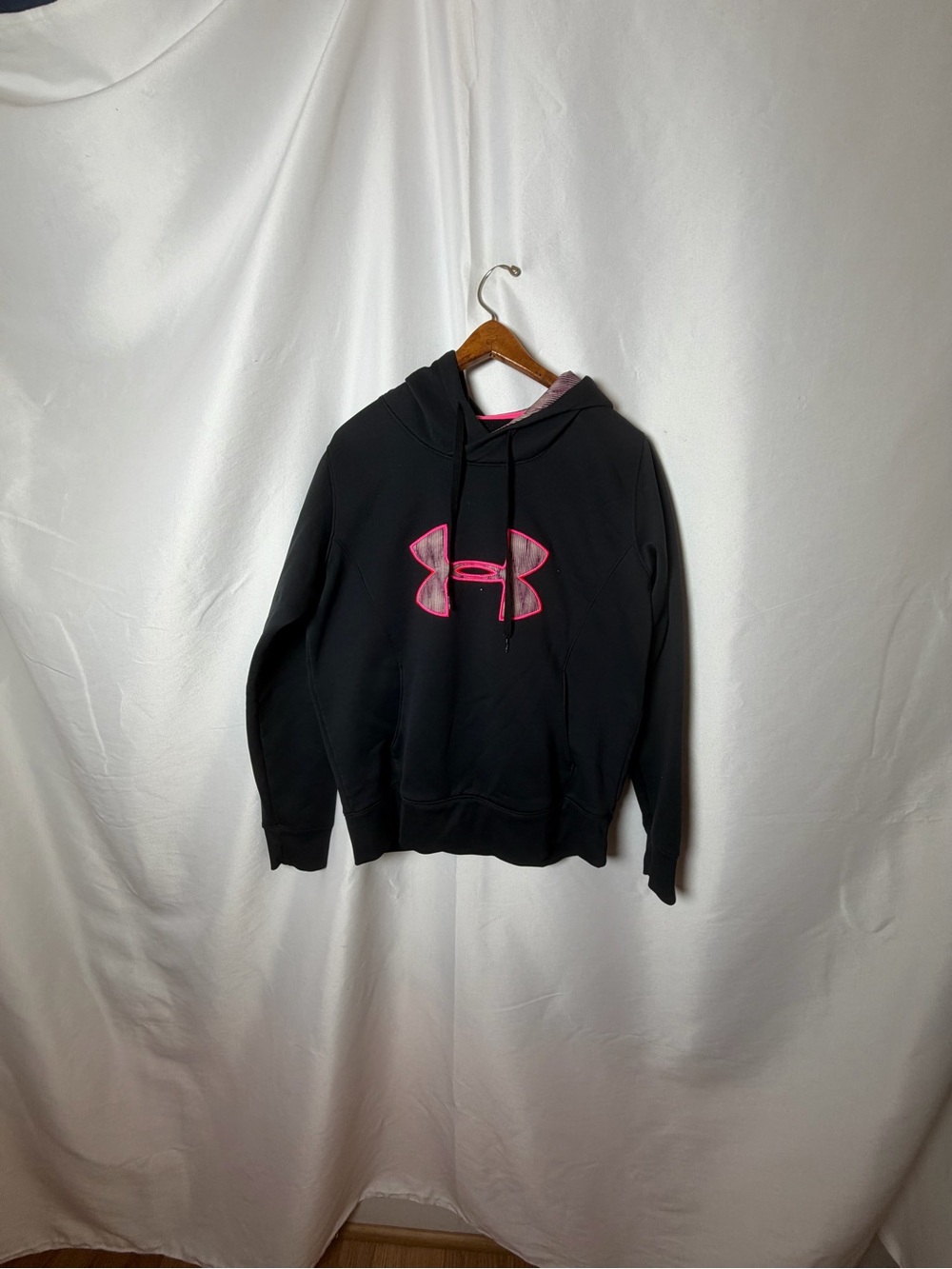 LG Black Crewneck Hoodie with Pink Logo